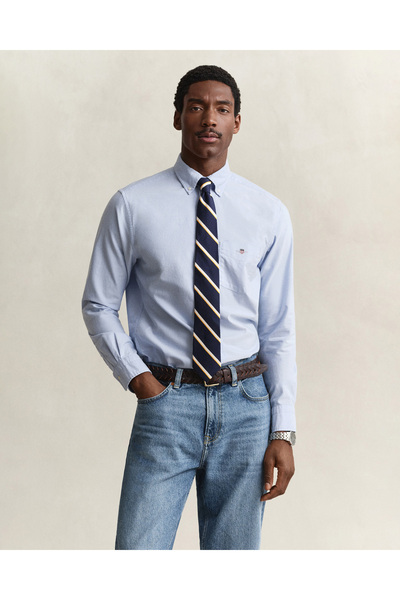 Gant Erkek Mavi Regular Fit Logolu Gömlek