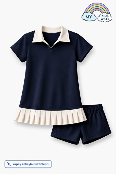 My Kids Wear Girl's Short-Sleeved Skirt-Like Swimsuit Dress 12857