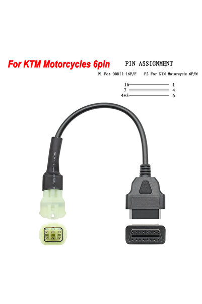 Choice For KTM 6pin For KTM Motorcycle Motobike OBD 2 Extension Cable OBD2 Co...