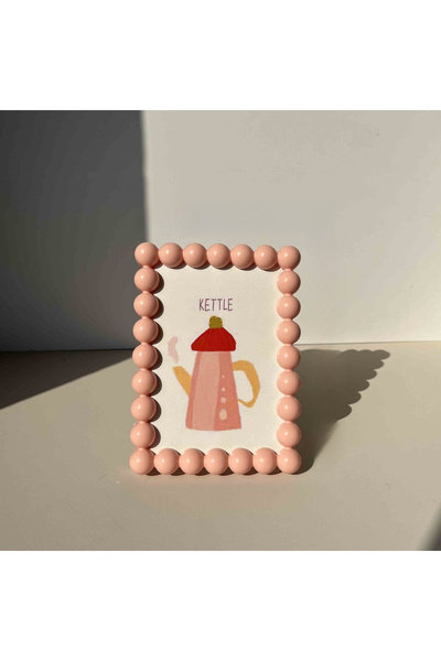 Choice Pink Round bead plastic photo frame, modern minimalist Instagram style...