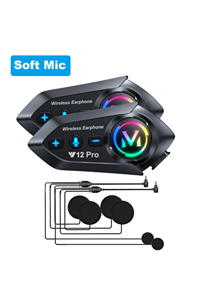 Choice3 2PCS Soft Mic Y12 Pro Motorcycle Helmet Bluetooth Intercom Distance 5...