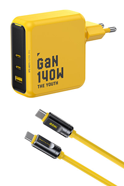 Aohi Youth 140W 3 Portlu Şarj Adaptörü, 240W 8K Süper Hızlı Şarj/Data Kablosu...