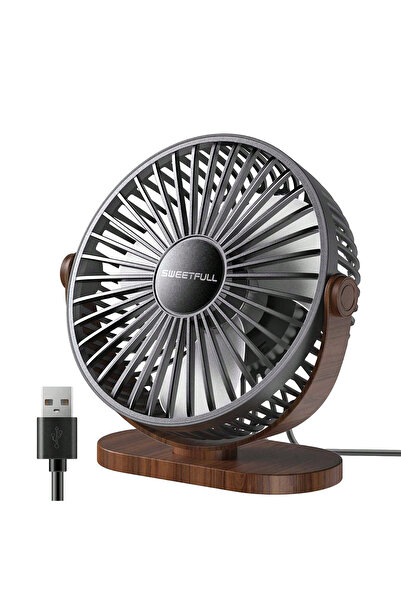 Choice Black woodgrain base Portable USB Fan Mute 3 Speed Adjustment Desktop ...