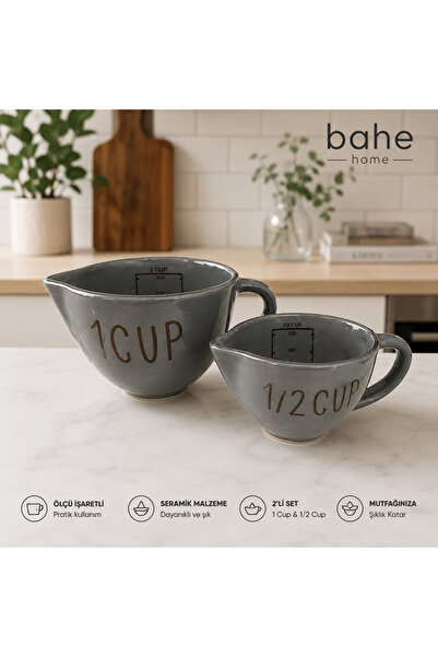 bahe home Measuring Cup Set of 2 Ceramic Cup Measuring Cup Kitchen Measuring ...