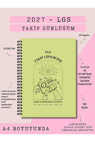Else Craft 2027 LGS Sınav Takip Günlüğüm - A4 BOYUTUNDA - YEŞİL - Aylık - Haf...