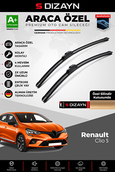 S Dizayn S-Dizayn Renault Clio 5 HB Ön Cam Silecek Seti 2019-2025 Premium Ara...