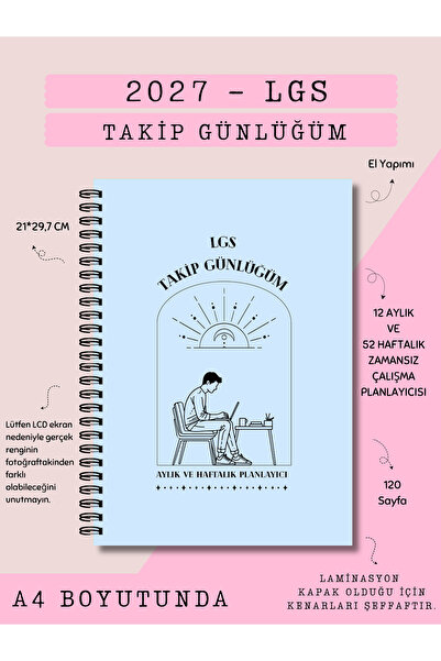 Else Craft 2027 LGS Sınav Takip Günlüğüm - A4 BOYUTUNDA - MAVİ - Aylık - Haft...
