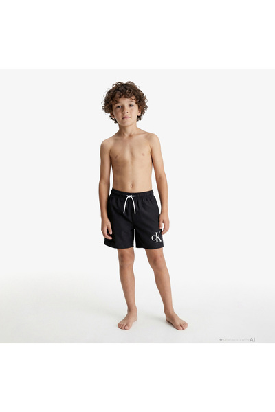 Calvin Klein Medium Drawstring Çocuk Siyah Deniz Şortu