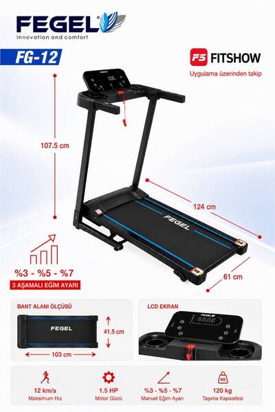 Fegel Comfort FG-12 Manuel Eğimli FitShow Destekli Bluetooth Hoparlörlü Katla...