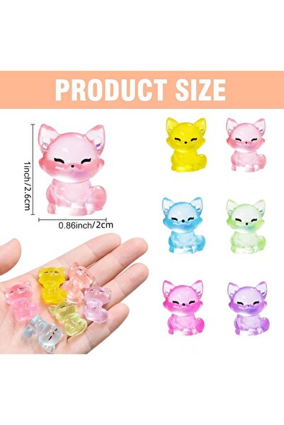 Choice 10 PCS Mix 10/20pcs Luminous Resin Foxes with 6 Colors Small Animal Fi...