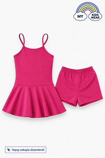 My Kids Wear Girl's Waitress Swimsuit Dress and Shorts 2-Piece Set 12424