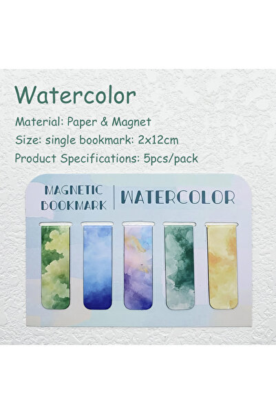 Choice 5pcs 5pcs Watercolor Magnetic Bookmark Reading Pages Books Annotated S...