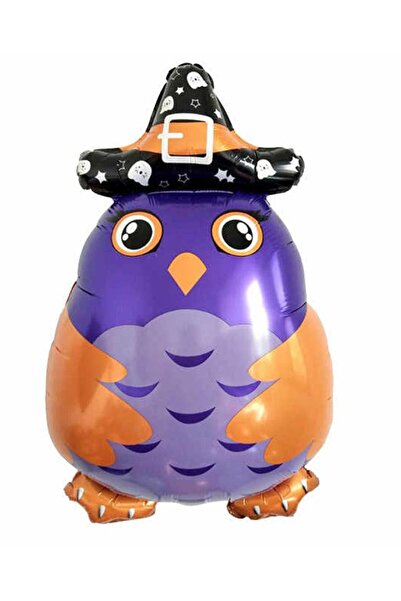 partidolu Cadılar Bayramı Halloween Baykuş Şeklinde Folyo Balon 78 x 48 cm