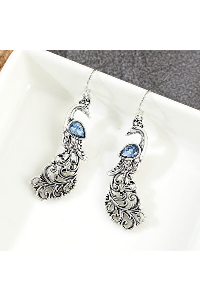 Choice Blue A274 Vintage Exquisite Blue Synthetic Zirconia Peacock Hook Earri...