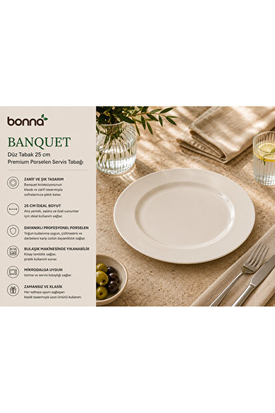 Bonna Porselen 25cm Banquet 6-Piece Flat Plate
