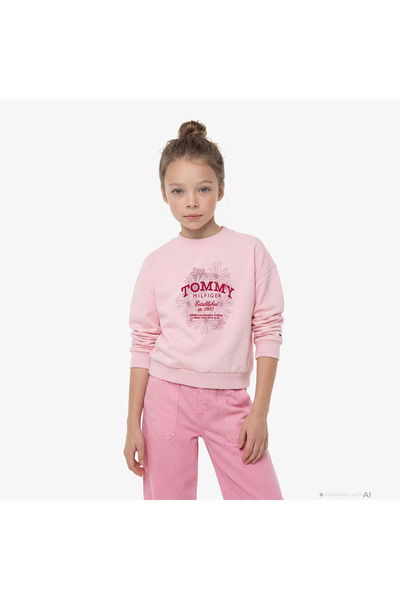 Tommy Hilfiger Flower Çocuk Pembe Sweatshirt