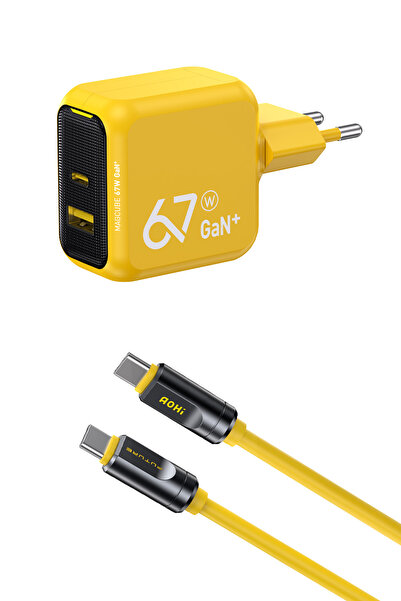 Aohi Magcube 67W 2 Portlu Şarj Adaptörü, 240W 8K Süper Hızlı Şarj/Data Kablos...