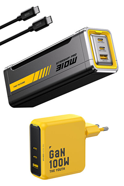 Aohi Starship 20.000 mAh 310W Powerbank, Youth 3 Portlu 100W Şarj Adaptörü