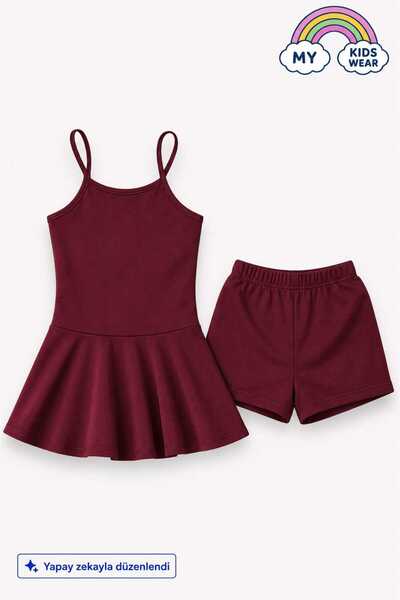 My Kids Wear Kız Çocuk Garson Mayo Elbiseli Şortlu 2’li Takım 12417