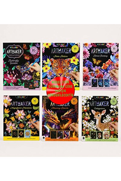 Gift Moda Artmaker Neon Nature Scratch Painting Set – 16 Panels, Scratch Art ...