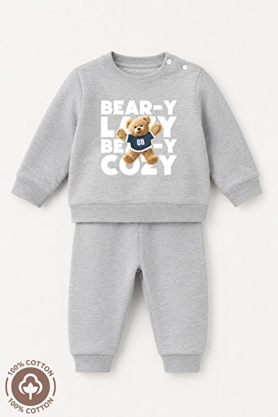 Miniel Baby Boy Teddy Bear Printed 100% Cotton 6-9-12 Months Top and Bottom 2...