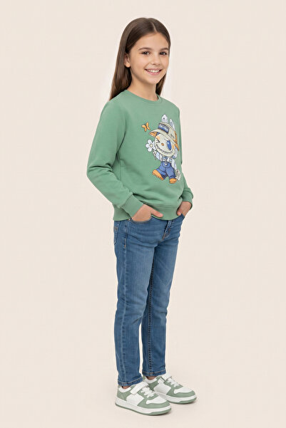 CRASSİ Girl's Blouse Labubu Printed Lycra Combed Cotton 100% Cotton