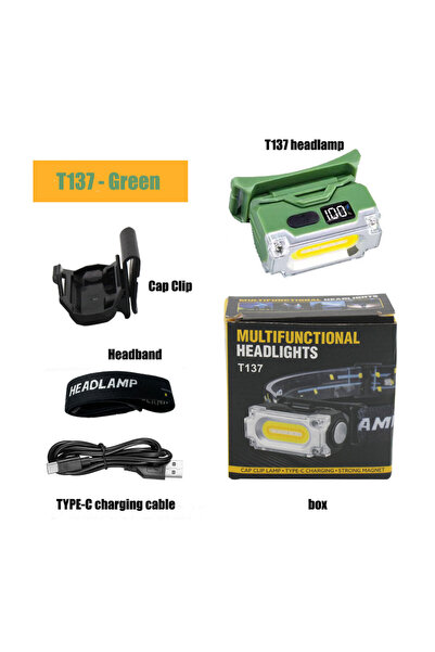 Choice T137-Green Super Bright Magnetic Headlamp 3 Light Source Hat Clip Lamp...