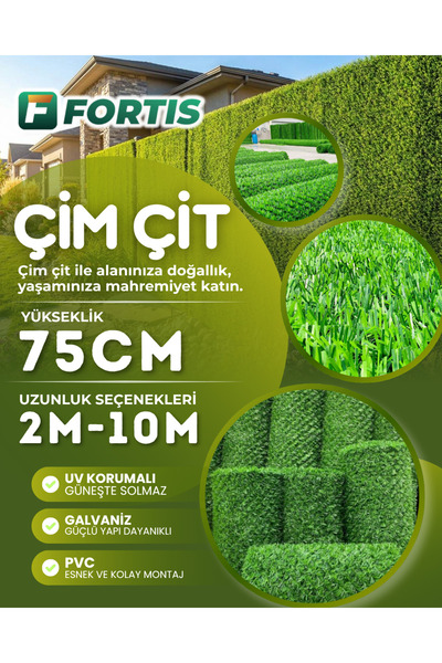 Fortis Peyzaj Bağlama Teli Hediyeli Çim Çit Örgü Telli Bahçe Çiti 75 Cm X 7 M...
