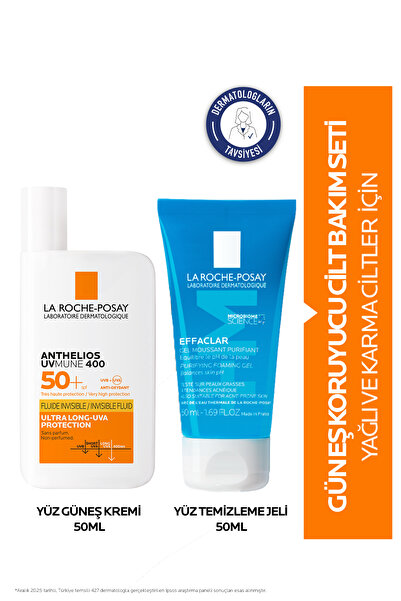 La Roche Posay Yağlı Ciltler İçin Güneş Seti: Anthelios Yüz Güneş Kremi SPF50...