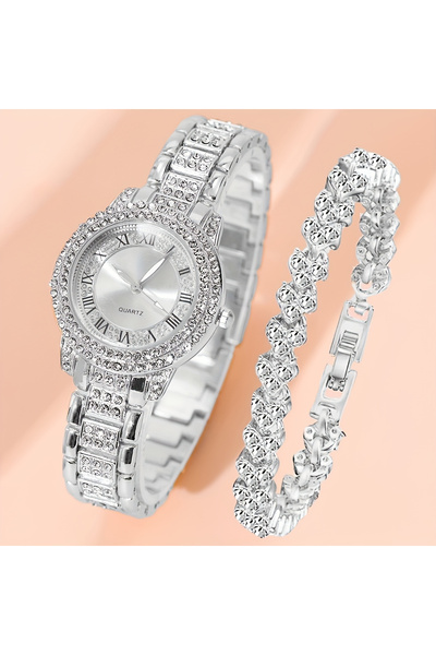 Choice Silver Women Watches Golden Tone Alloy Quartz Watch Stylish Rhinestone...