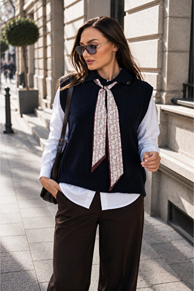 ŞİMAL Women's Scarf Detailed Knitwear Knitted Sweater 265023 -
