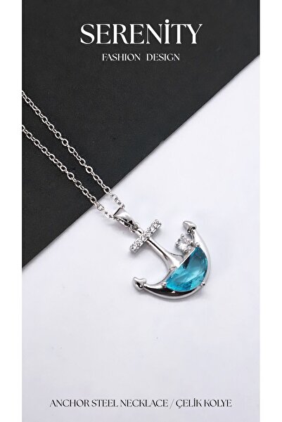 Serenity Steel Necklace with Ship Anchor Figure