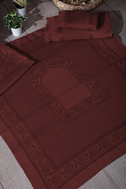 sarra Set of 4 Fringed Etamin Dark Bundles - Burgundy