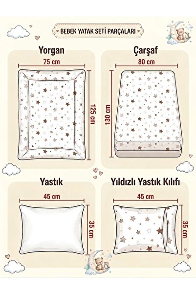 Yuar Baby Oyun Parkı Bebek Uyku Seti 5parça