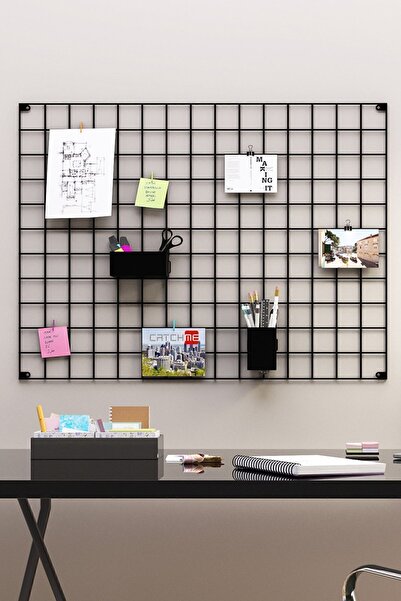 Catchme 60x80 Metal Fotoğraf Askısı Tel Pano Siyah 2 Adet Mini Mandal 4 Adet ...