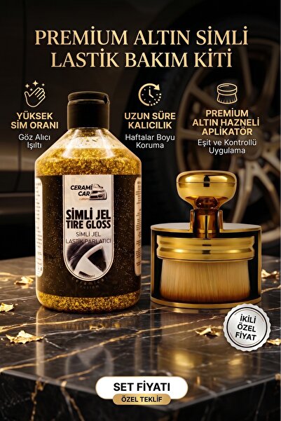 Ceramicar Custom Altın Simli Lastik Parlatıcı + Gold Uygulama Aplikatörü - Yü...