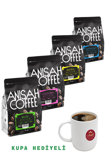 Anisah Coffee Dünya Kahveleri Keşif Seti 4 X 250 gram (ÇEKİRDEK) | Filtre Kah...