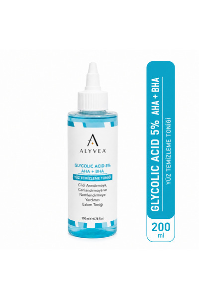 ALYVEA COSMETICS Glikolik Asit %5 AHA + BHA Yüz Temizleme Toniği 200 ml – Arı...