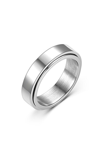 Choice 7 as picture Silver Color Anxiety Fidget Spinner Rings Black Silver Co...