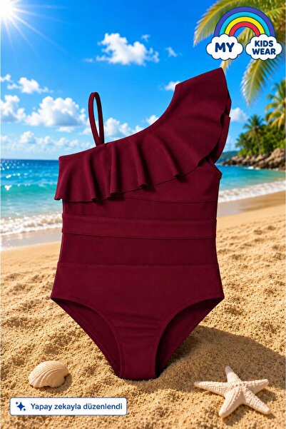My Kids Wear Girl's One-Piece Swimsuit with Ruffle and Tulle Detail. 12842