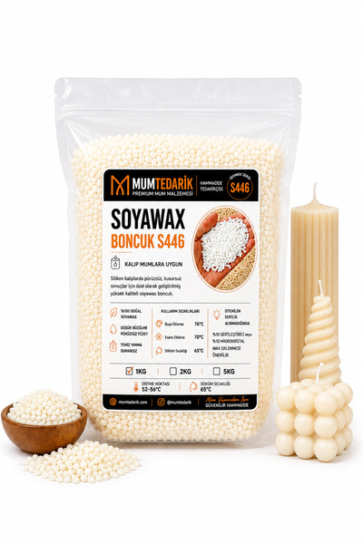 MUMTEDARİK 1 Kg Boncuk Granül Soyawax - Kalıp Mum ve Dekoratif Mum Yapımı İçin