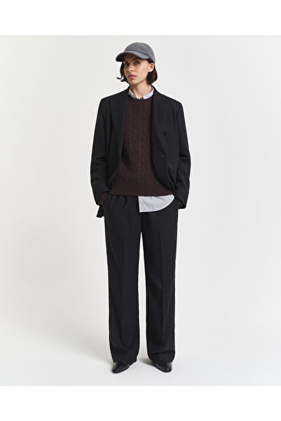 Gant Kadın Siyah Relaxed Fit Yün Pantolon