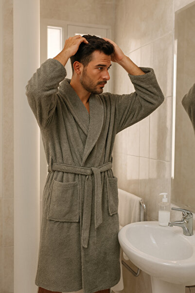 Lucy and Home 100% Cotton Unisex Shawl Collar Bukle Bathrobe