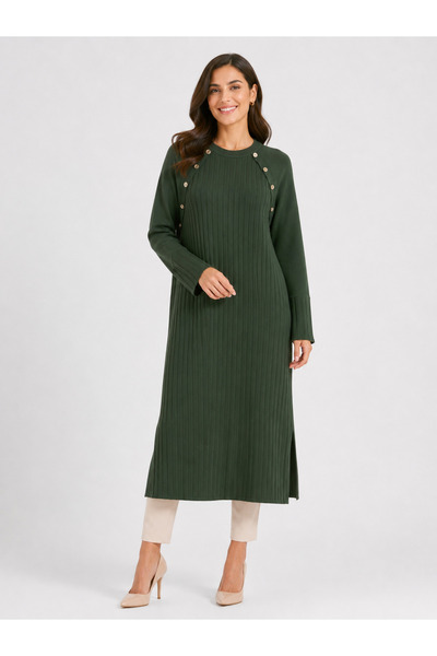 MODAABAD Düğme Detaylı Merserize Tunik 36176