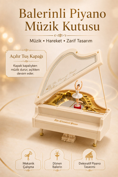 nesever Hareketli Piyano Müzik Kutusu Hd118