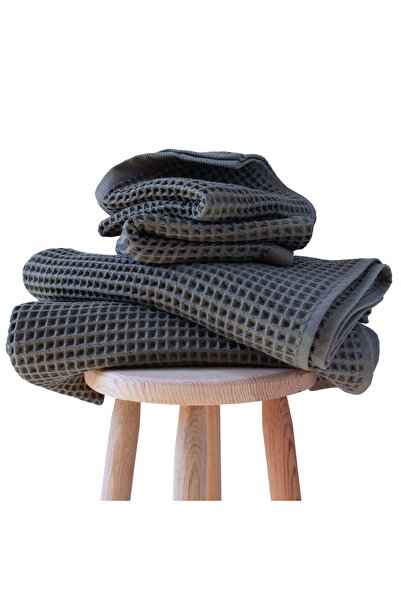 Püskül Tekstil Luxury 4-Piece Waffle Weave Towel Set (2 Bath + 2 Hand), 100% ...