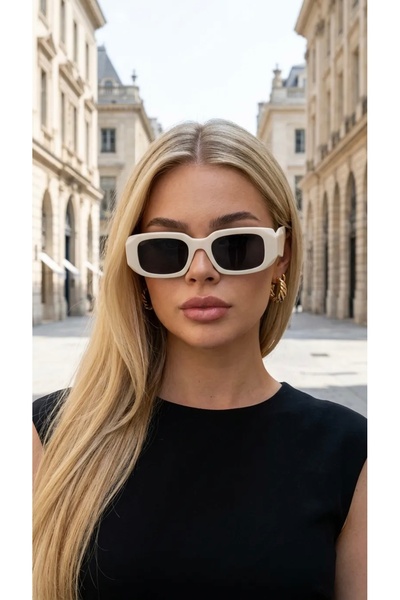 Chunky Frame Unisex Jen Beyaz Lüx Güneş Gözlüğü