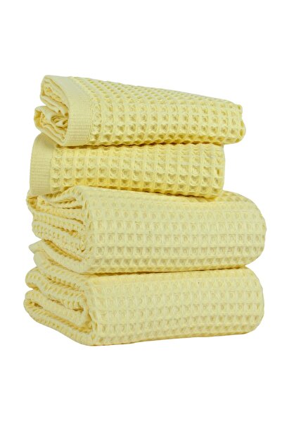 Püskül Tekstil Luxury 4-Piece Waffle Weave Towel Set (2 Bath + 2 Hand), 100% ...