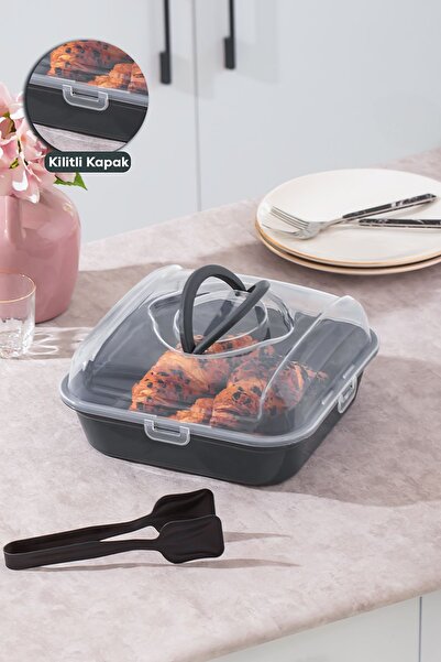 Porsima 1094 Pasta Kek Börek Kabı - Taşıma çantası - Kilitli Fanus