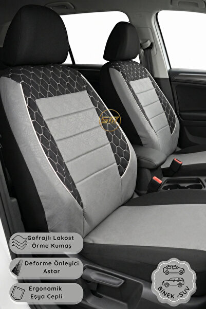 SMRAUTOACCESSORY Fiat Linea Uyumlu Füme-Siyah GOF Serisi Universal Oto Koltuk Kılıfı (Fiat Linea-Albea-Marea-Egea Uyumlu)